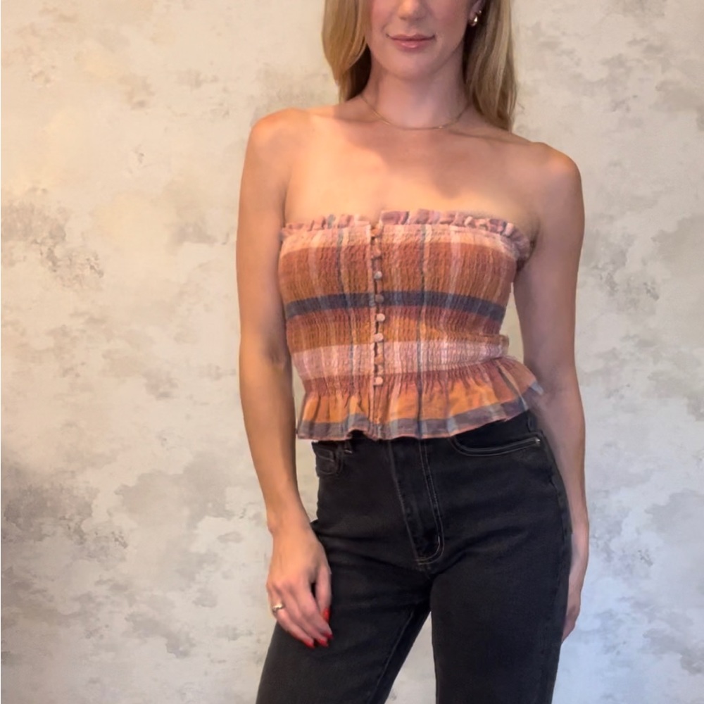 Stretchy Plaid Tube Top